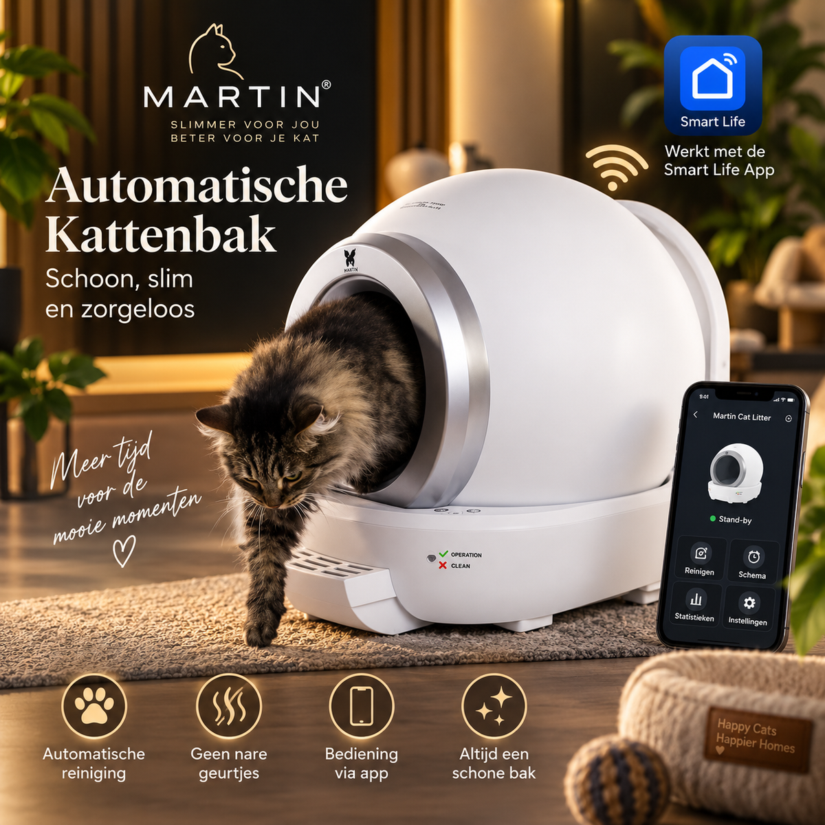 Martin Automatische Kattenbak Wit 50X57X53 Cm
